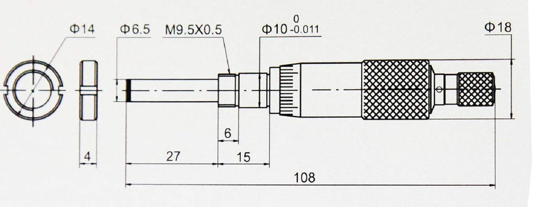 MIB Einbau-Messschraube, Messbereich 0-25 mm zwei Ausführungen zur AUSWAHL: ohne Mutter, ohne Mutter
