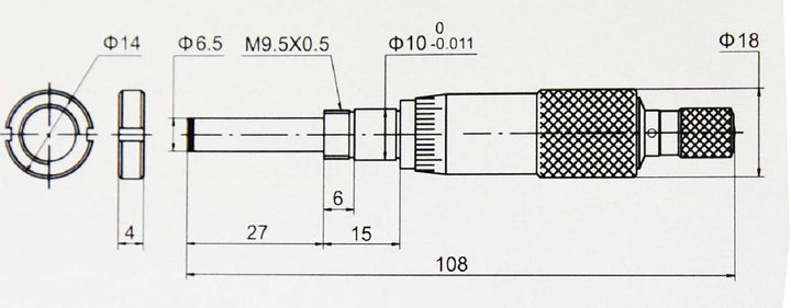 MIB Einbau-Messschraube, Messbereich 0-25 mm zwei Ausführungen zur AUSWAHL: ohne Mutter, ohne Mutter