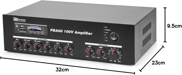 Power Dynamics PBA60 100 V Verstärker 60 W MP3-Player, Tuner und Bluetooth