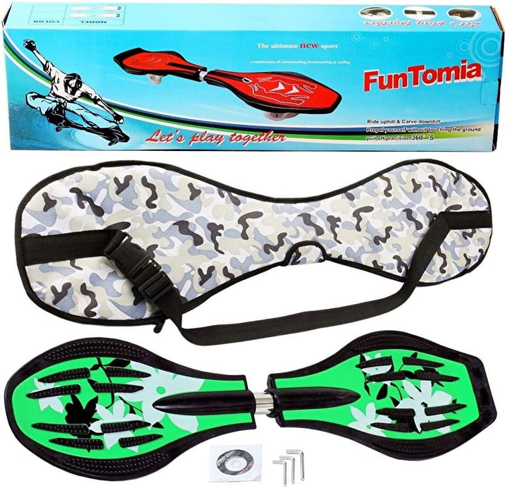 FunTomia Waveboard Original Mach1 Kugellager inkl. Tasche (Verschiedene Farbdesigns) Grün /