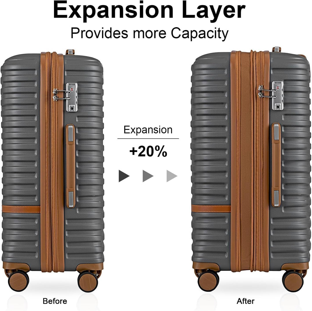 Joyway Koffer Reisekoffer von ABS Hartschalen Erweiterbar Trolley Kofferset mit TSA Schloss und 4 Ro