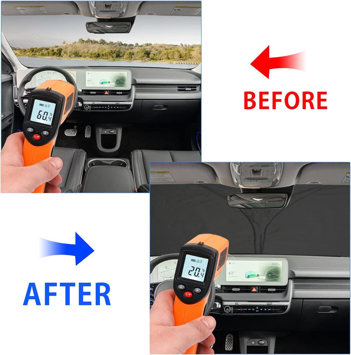 YEE PIN Sonnenschirm Auto kompatibel mit Hyundai Ioniq 5 2022，Faltbare Auto Sonnenschutz Frontscheib