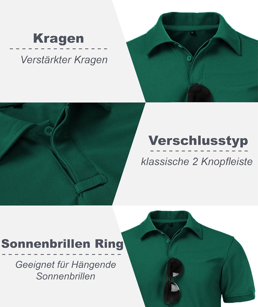 igeekwell Poloshirt Herren Kurzarm Atmungsaktives Golf-Polo-Hemd Summer Poloshirts Männer mit Brille