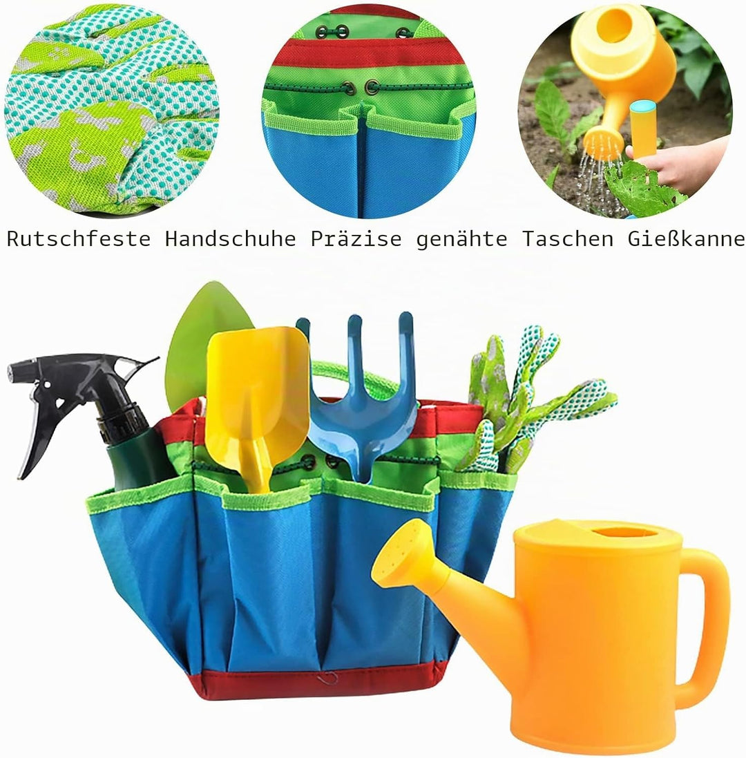 Qunkun Gartenwerkzeug für Kinder, 23 Stück Gartengeräte Set, Kinder Gartengeräte Spielwerkzeuge, Gar