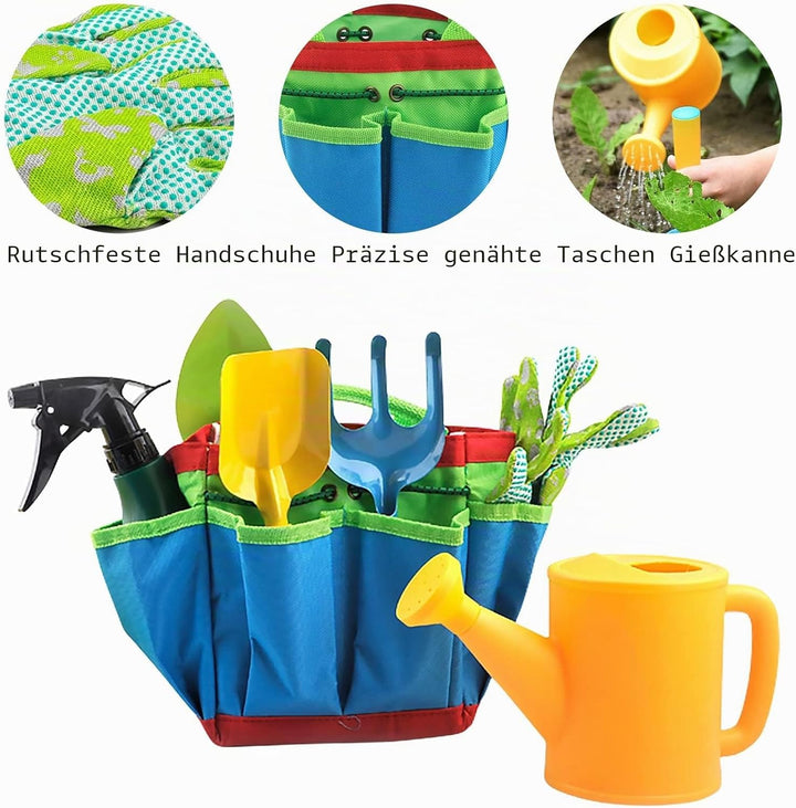 Qunkun Gartenwerkzeug für Kinder, 23 Stück Gartengeräte Set, Kinder Gartengeräte Spielwerkzeuge, Gar
