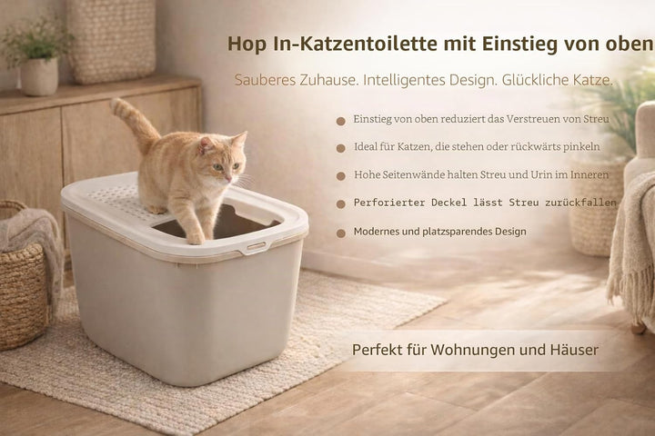 SAVIC Katzentoilette Hop In mit Einstieg von oben beige-weiss
