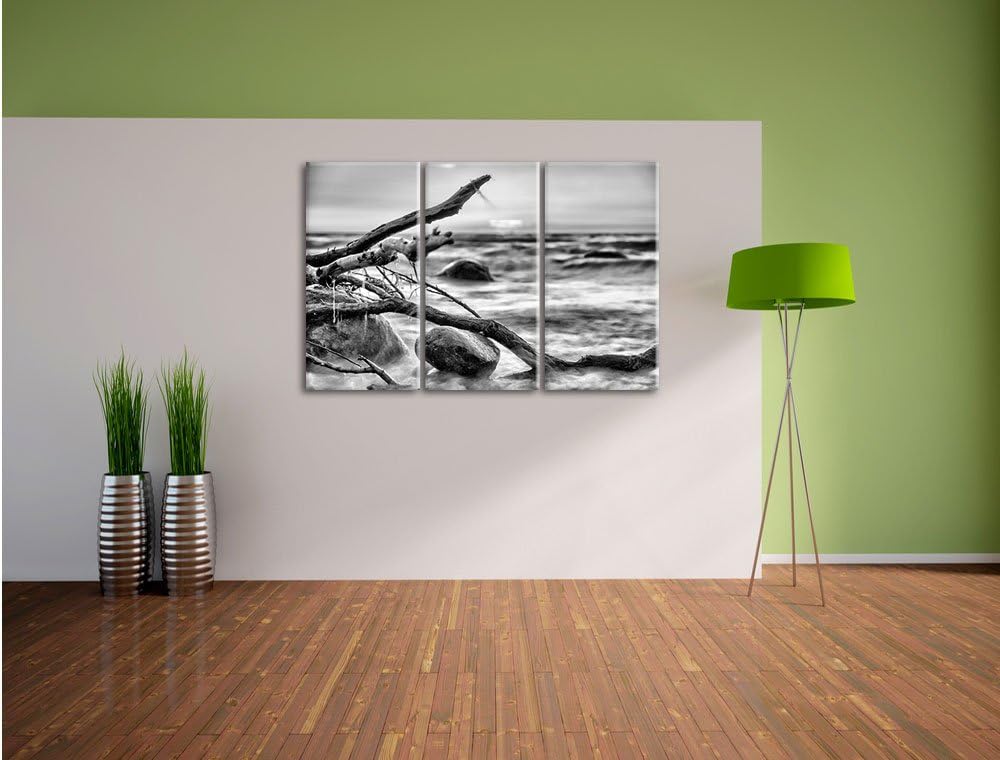 Pixxprint Ruhige See im Nebel als Leinwandbild/Grösse: 3 Teilig (120x80) / Wandbild/Kunstdruck/ferti