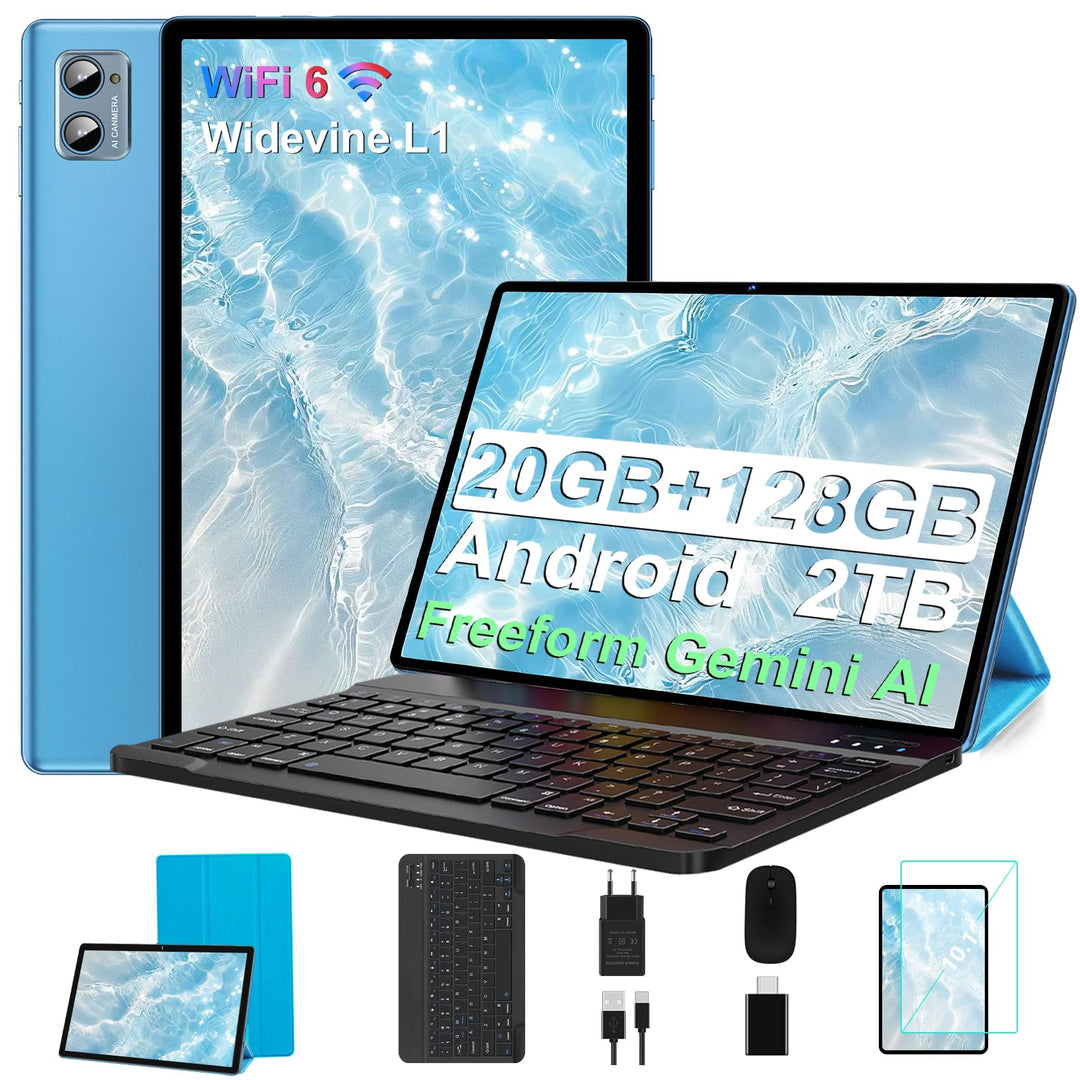 2026 Tablet 10 Zoll Android Octa Core mit 20 GB RAM + 128 GB ROM (2 TB TF) | 5G + 2,4 G WiFi | FHD |
