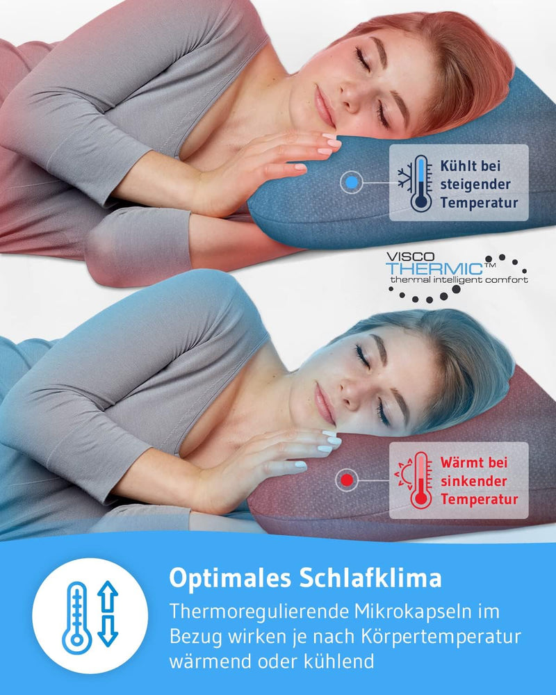 Seitenschläferkissen GIANFAR QuickDry | Ergonomisches Nacken-Kissen für Seitenschläfer | Memory-Foam