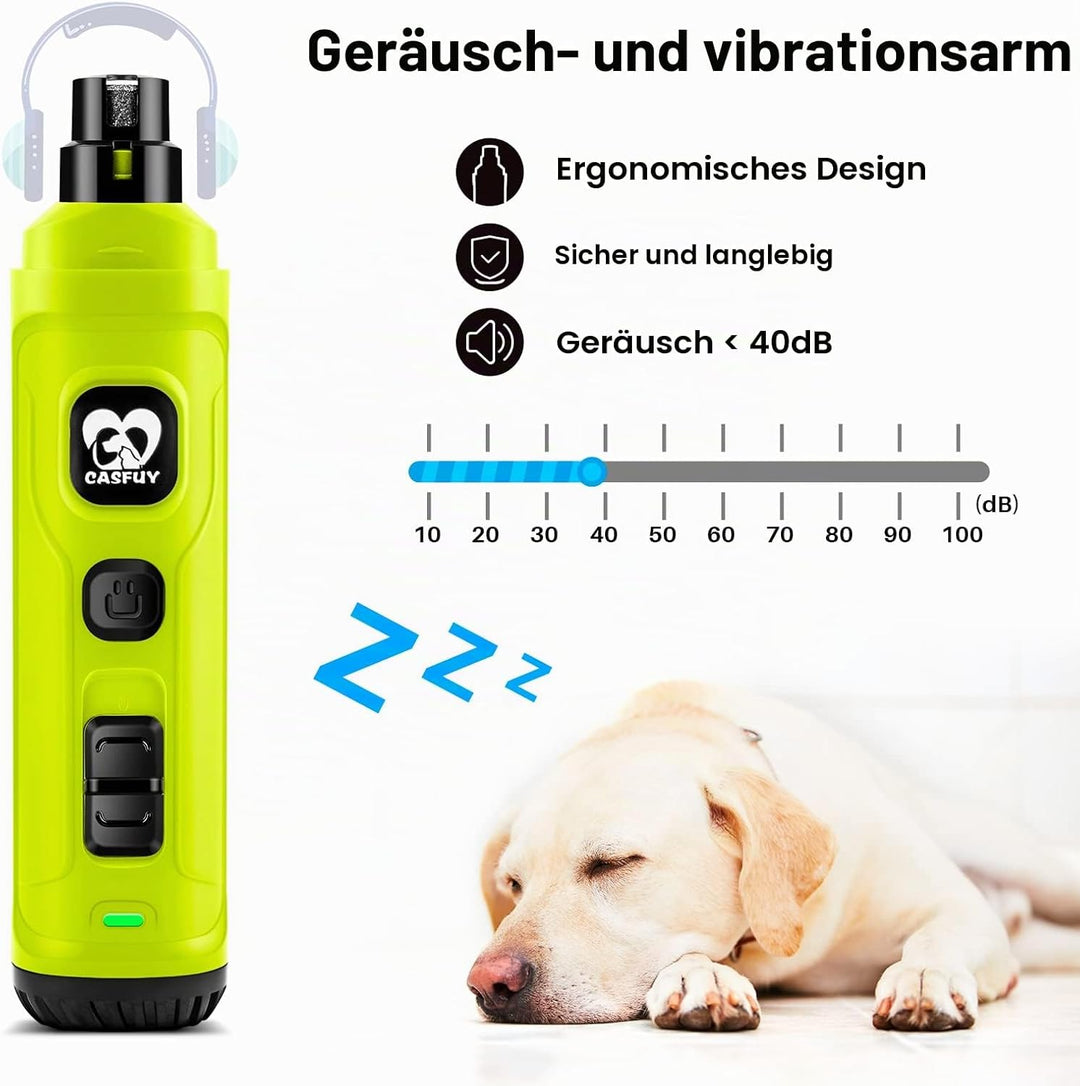 Casfuy Krallenschleifer für Hunde mit 2 LED-Leuchten – 2 Geschwindigkeiten, leiser, leistungsstarker
