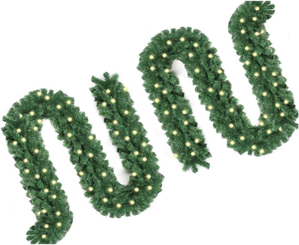 Yakimz Weihnachtsgirlande mit Beleuchtung, 2er 5M Künstlich Tannengirlande mit 100 LEDs Warmweiss 8