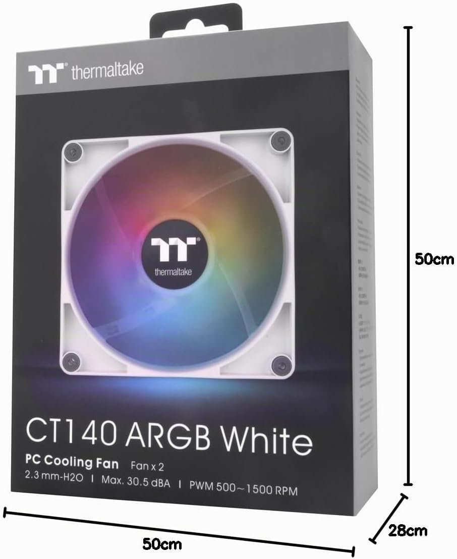 Thermaltake CT140 ARGB Sync PC Cooling Fan White | 2 Pack