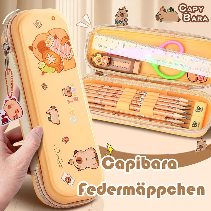 Capybara Schreibwaren Set |Capybara Sachen Federmäppchen Aesthetic Gross Mit Bleistifte, Aufkleber,