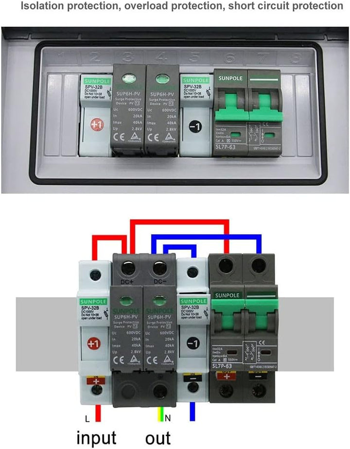 Solar-PV-Kombinierbox, 550 V, 1-in-1-Ausgang, 1-saitig, Solar-PV-Kombinationsbox, Schutz, wasserdich