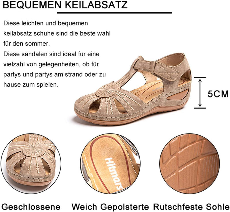 Hitmars Sandalen Damen Keilabsatz Pantoletten Plateau Geschlossene Sommer Keilsandalen Slingback Fus