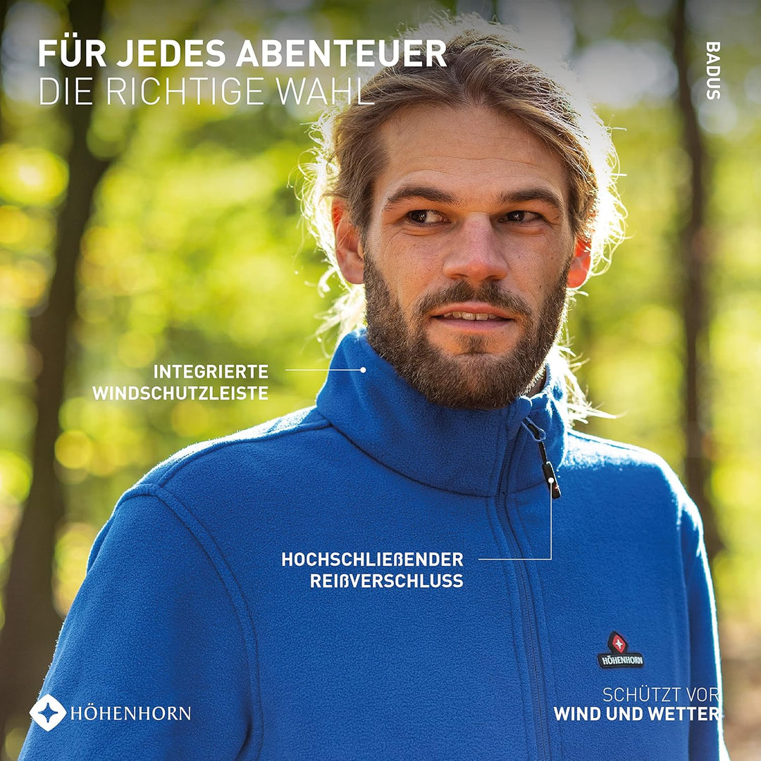 Höhenhorn Badus Herren Fleece Jacke Microfleece Full Zip Troyer Outdoor Wander Trekking S Midnight-B