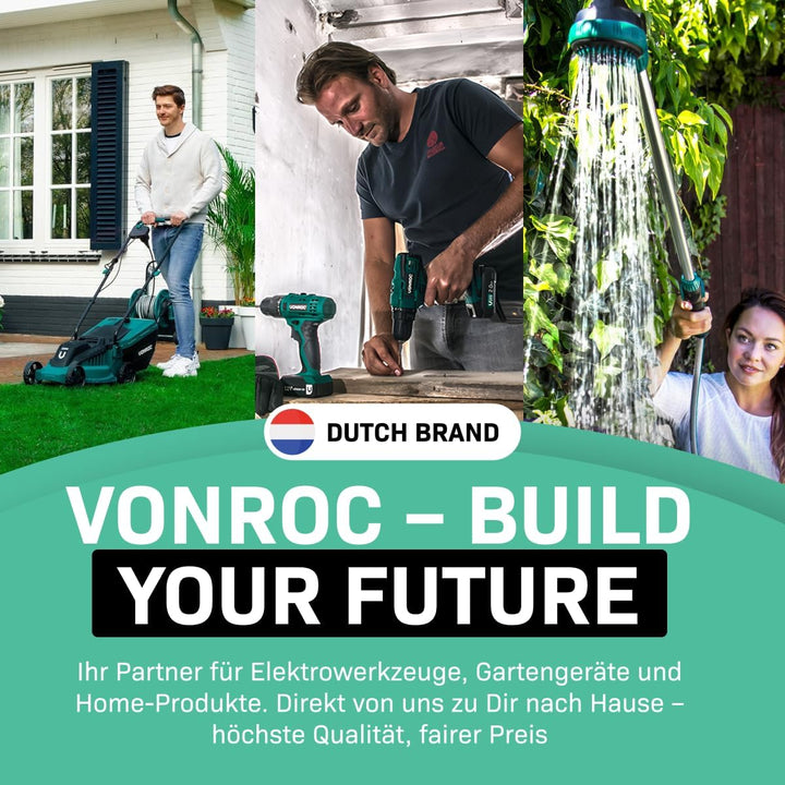 VONROC Rasenmäher Elektro mit Kabel | 1300W - 32cm Schnittbreite - einstellbare Schnitthöhe 30-70MM