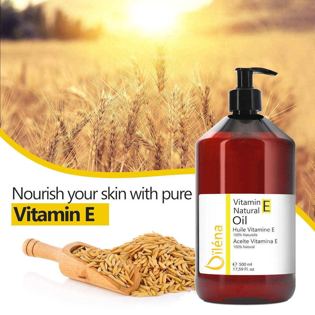 Veganes Vitamin E-Öl (Tocopherol) 500ml | Anti-Aging Gesichtspflege | Make-up-Entferner | Pflege für