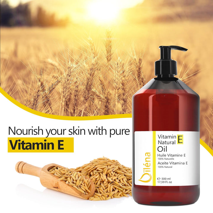 Veganes Vitamin E-Öl (Tocopherol) 500ml | Anti-Aging Gesichtspflege | Make-up-Entferner | Pflege für