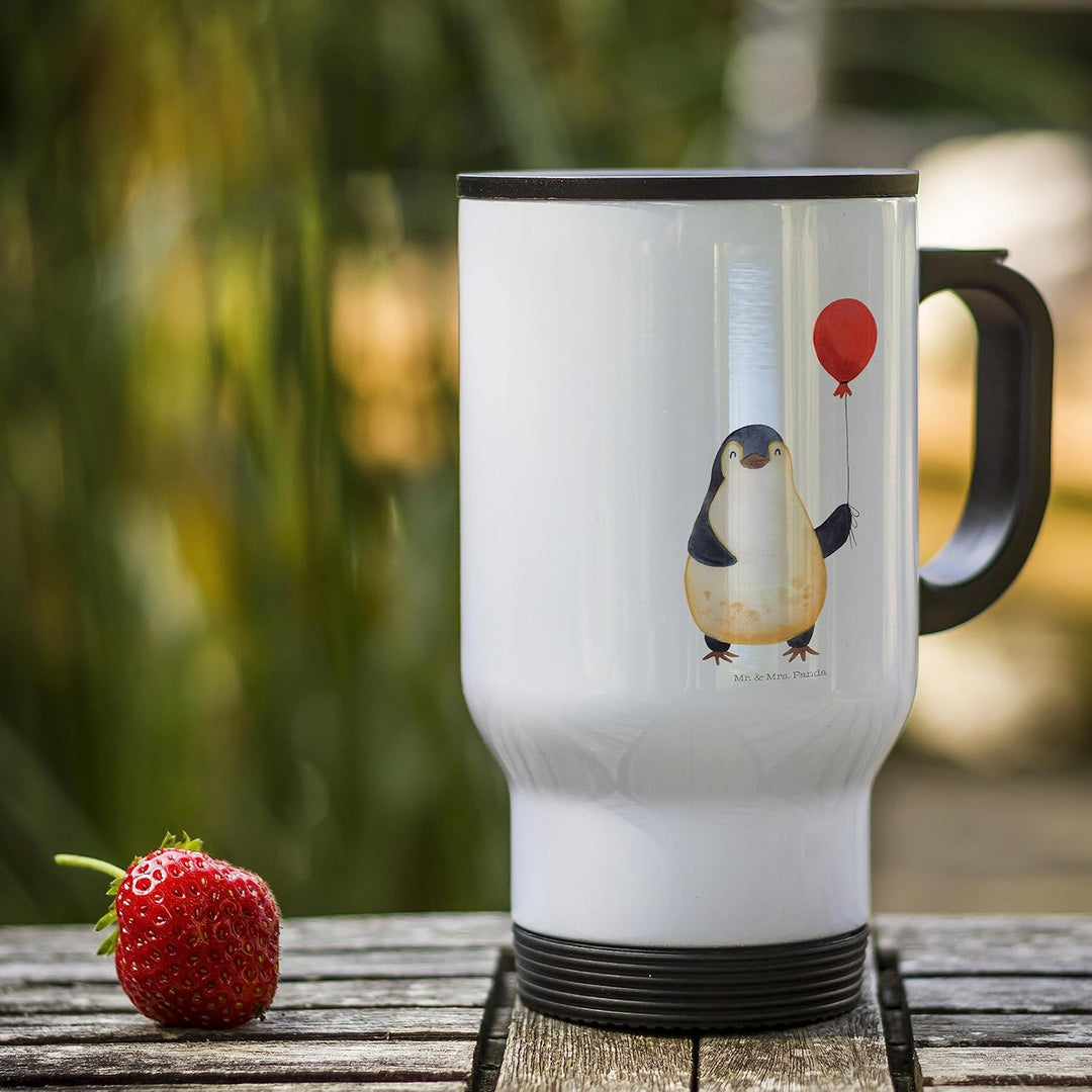 Mr. &amp; Mrs. Panda Thermobecher Pinguin Luftballon - Geschenk, Jahrmarkt, beste Freundin, Liebe, Reise
