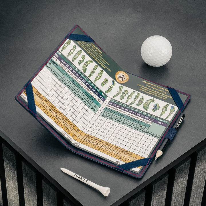 TORRO Golf Scorekarten Halter – Echtleder Golf Scorekarten Halter mit Kartenfach und Bleistift Einhe