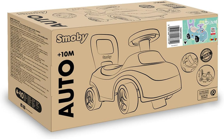 Smoby – Stitch Rutschauto – Fahrzeug & Lauflernhilfe in einem – mit Lenkrad & Geheimfach – für Kinde