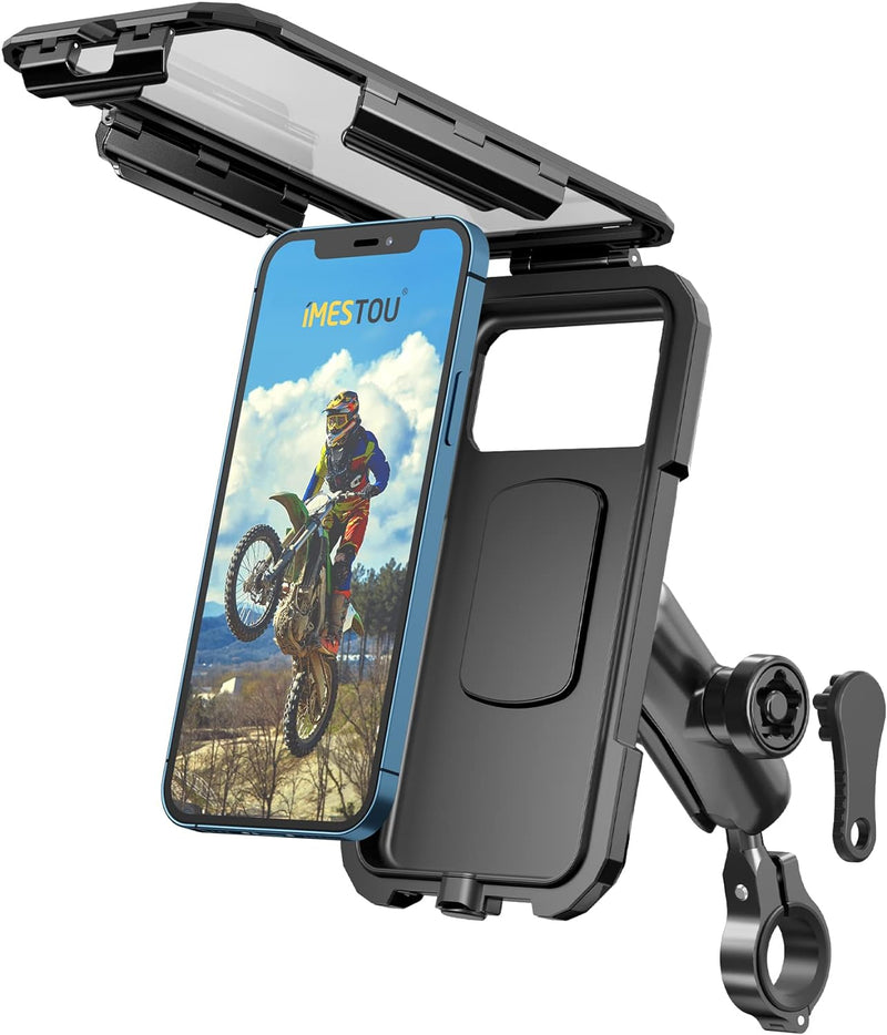 wasserdichte IP67 Motorrad Telefonhalterung, iMESTOU Fahrradhalterung mit 2,5 cm (1 Zoll) Doppelkuge