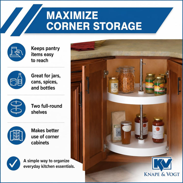Knape & Vogt PFN28ST-W Lazy Susan Schrank-Organizer, aus Polymer, 31,5 x 28 x 28 cm, Weiss 31.5-Inch
