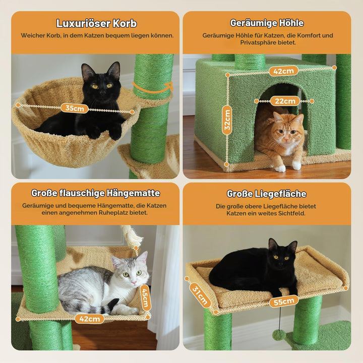 PAWZ Road Kratzbaum Grosse Katzen stabil mit Mehreren Ebenen, Hängematte,13 Sisalpfosten(φ11cm), Gro