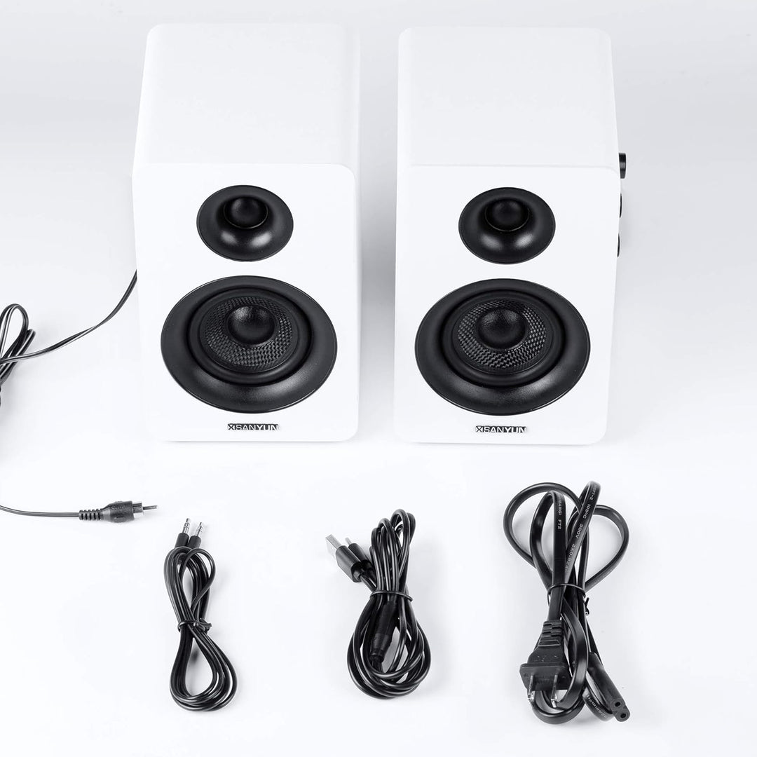 Sanyun SW208 3" Aktive Bluetooth 5.0 Regallautsprecher - 60W-Kohlefaser-Lautsprechereinheit - eingeb