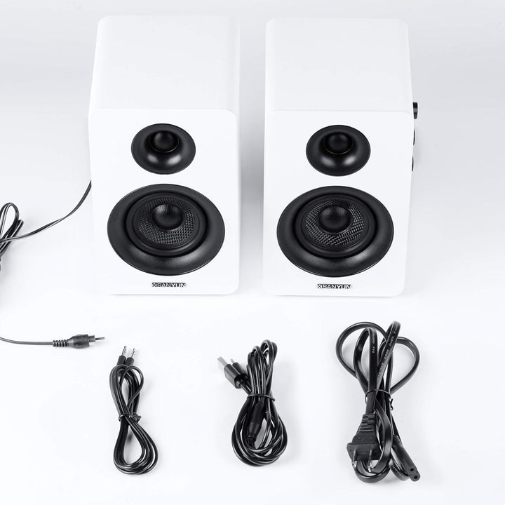 Sanyun SW208 3" Aktive Bluetooth 5.0 Regallautsprecher - 60W-Kohlefaser-Lautsprechereinheit - eingeb