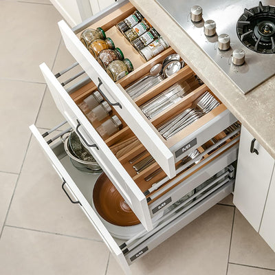 GTV - Modern Box Schublade I L=550mm H=210 mm I Weiss I Leises Schliessen I Belastung bis zu 40 kg I