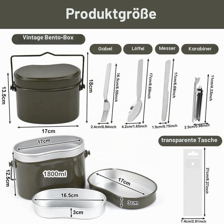 Kleemeiero Stil Bundeswehr Essgeschirrset Outdoor Geschirr-Set Aluminium Kochgeschirr Bund Essbestec
