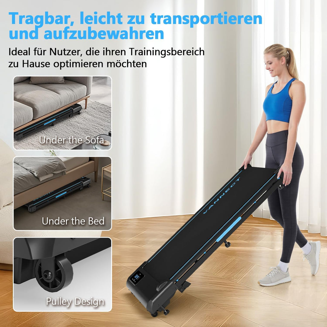 Walking Pad, VANNECT Laufband für Zuhause mit Steigung, 1-10 km/h Walking Machine mit LED-Anzeige, F