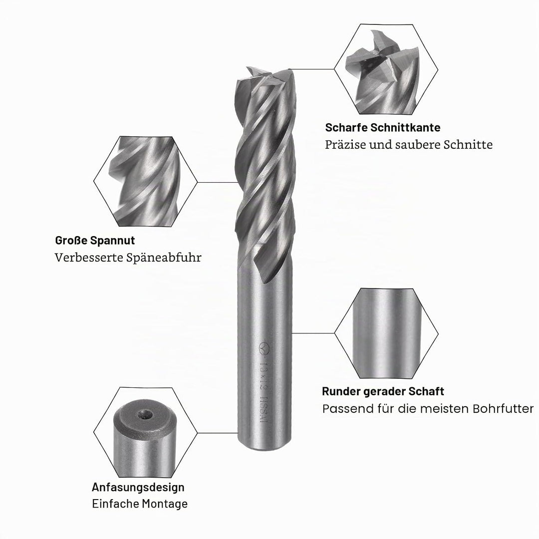 QUARKZMAN 2Stk Hartmetall Schaft Fräser 4-Schneidig 13mm / 0.51" Schnellarbeitsstahl Cnc Fräser Bits