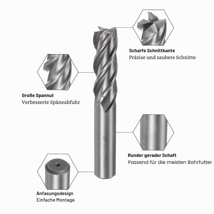 QUARKZMAN 2Stk Hartmetall Schaft Fräser 4-Schneidig 13mm / 0.51" Schnellarbeitsstahl Cnc Fräser Bits
