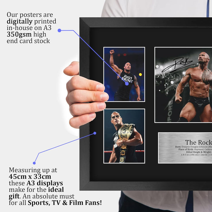 HWC Trading FR A3 The Rock Wrestling Geschenke Gedruckt, Signiert Autogramm Bild Für WWE & WWF Erinn