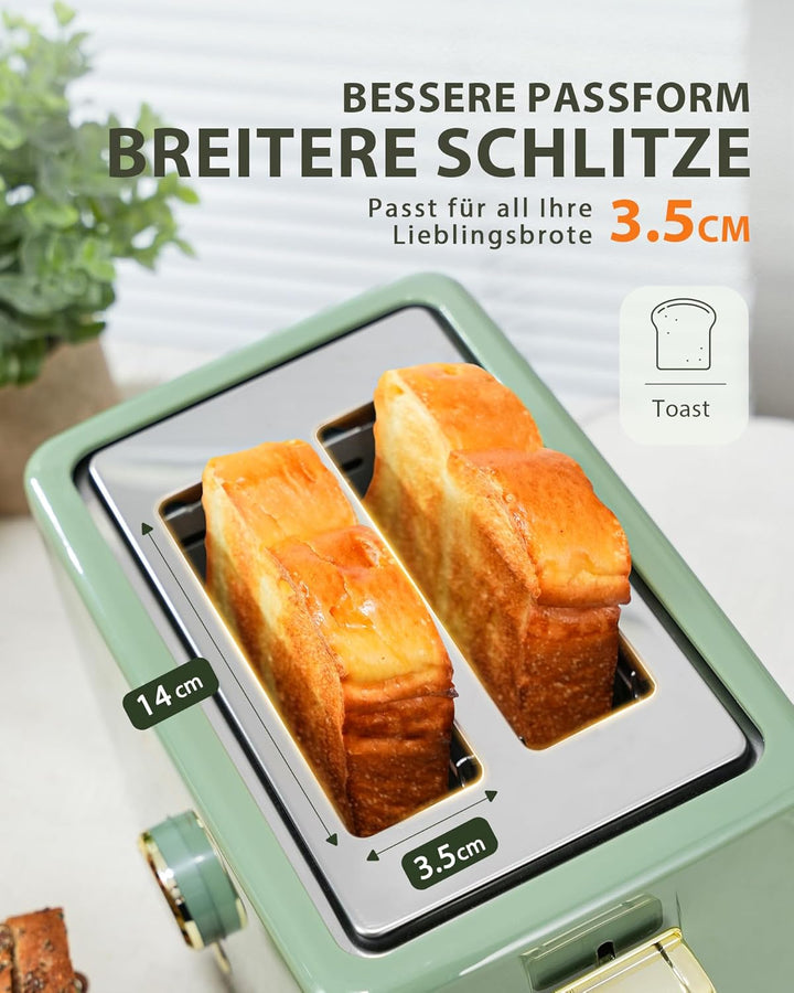 Toaster 2 Scheiben - ZACHVO Toaster mit Brötchenaufsatz, 6 Bräunungsstufe - 850W Toaster mit Herausn