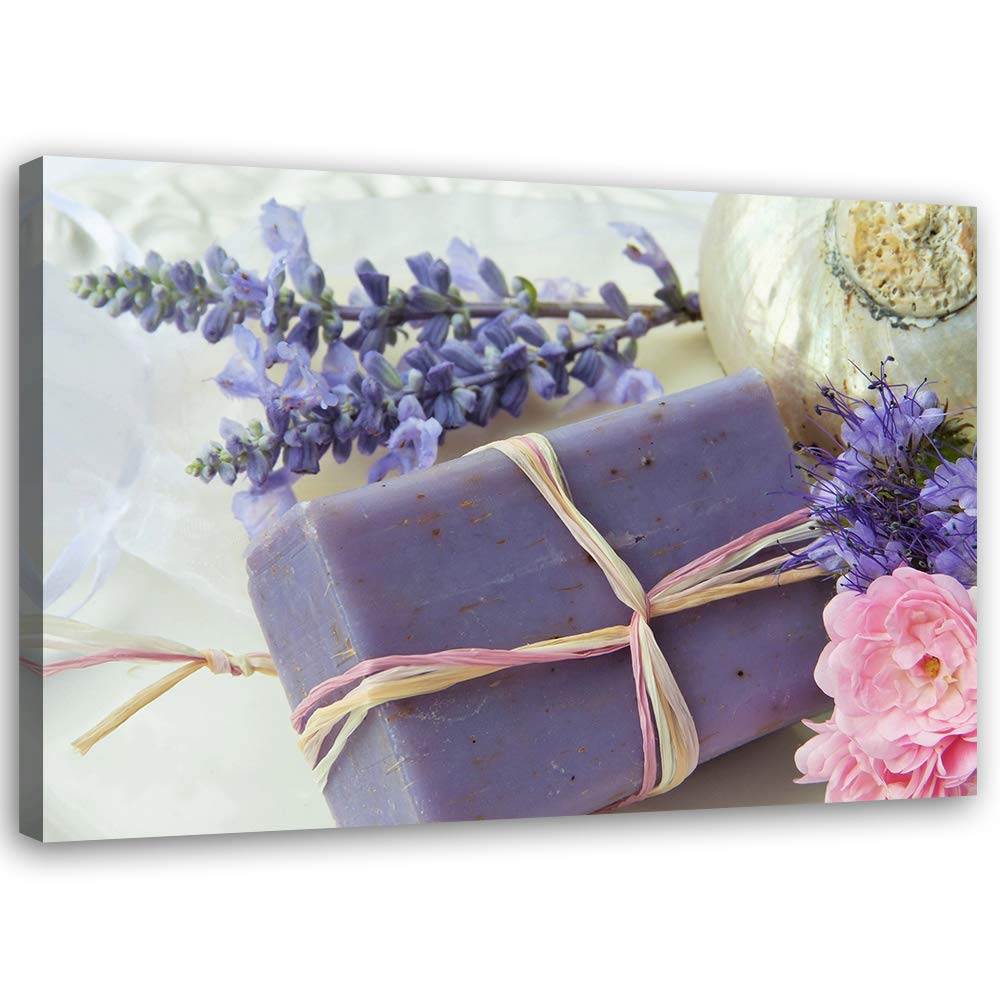 Feeby Leinwandbild Lavendel Bild Kunstdruck Blumen Violett 70x50 cm Leinwandbild 70x50 cm Violett_b,