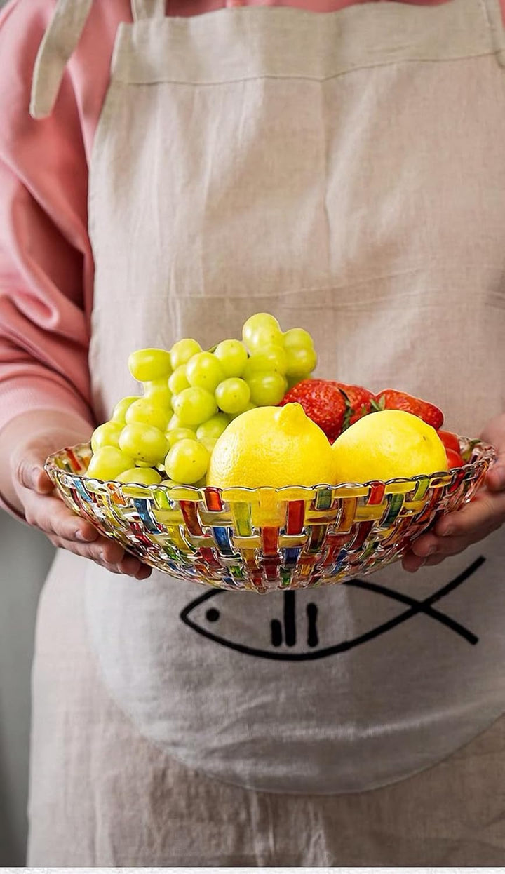 Handbemalte bunte gewebte Glas-Kristall-Salat- und Obstschale Dekoration, Mittelpunkt für Zuhause, B