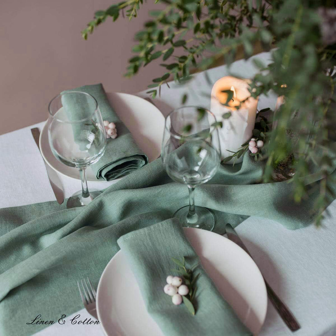 Linen & Cotton Hochwertige 4 x Stoffservietten/Servietten Stoff/Leinenservietten Hygge - 100% Leinen