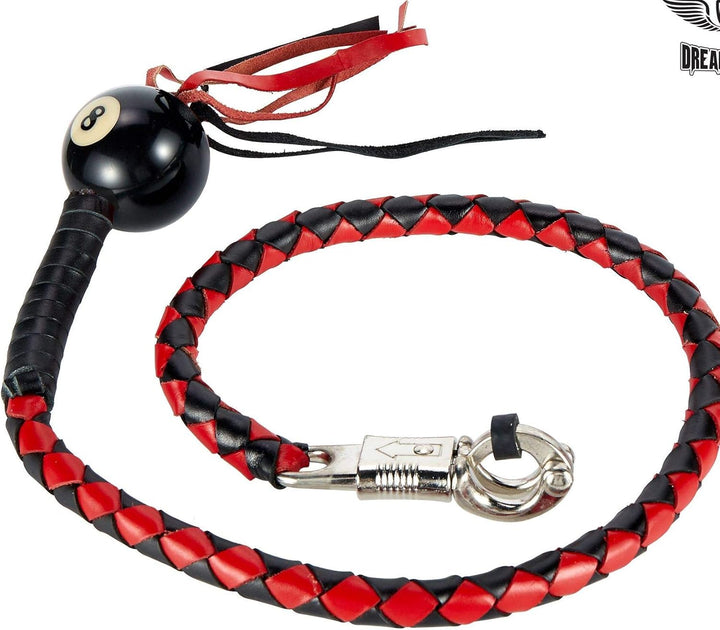 Motorradpeitsche, 106,7 cm lang, 1,3 cm Durchmesser, Rot und Schwarz 8 Pool Ball