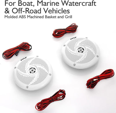 Pyle Marine Speakers - 5.25 Inch 2 Way Waterproof and Weather Resistant Outdoor Audio Stereo Sound S