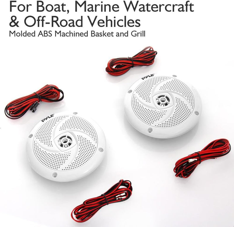 Pyle Marine Speakers - 5.25 Inch 2 Way Waterproof and Weather Resistant Outdoor Audio Stereo Sound S