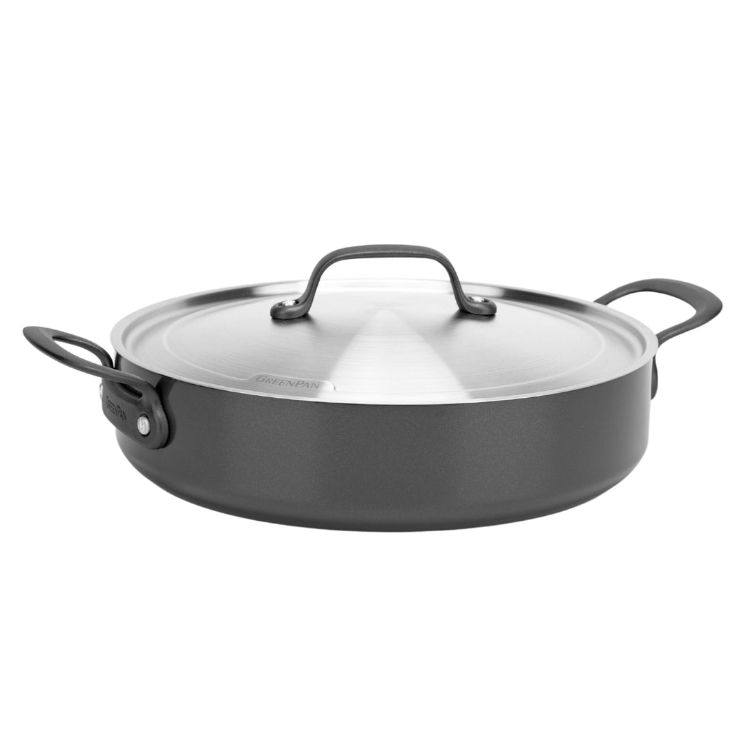 GreenPan Craft Hartanodisierte gesunde keramische Antihaft-Schmorpfanne 30 cm/4,9 Liter mit Deckel,