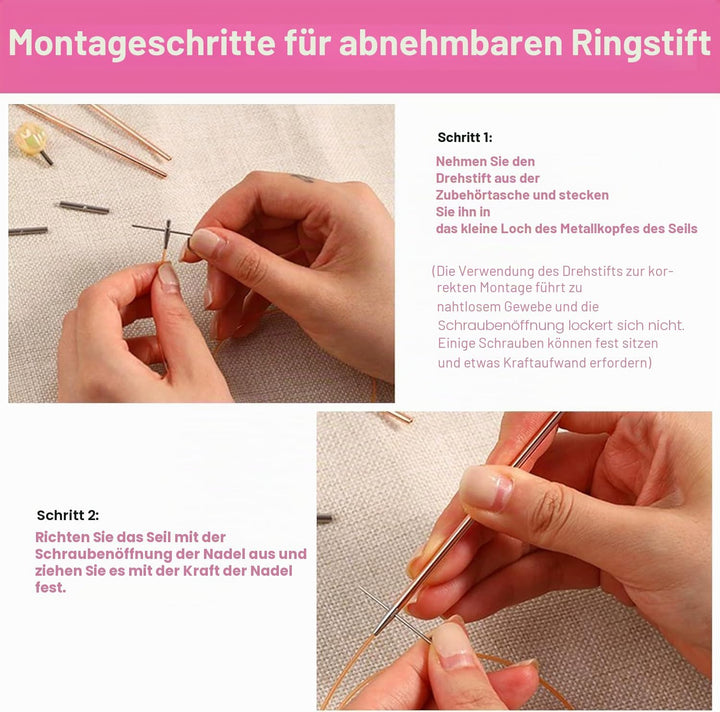 DEWIN Rundstricknadeln Ring Set,Rundstricknadel Sets Austauschbare Rundstricknadel aus Aluminium mit