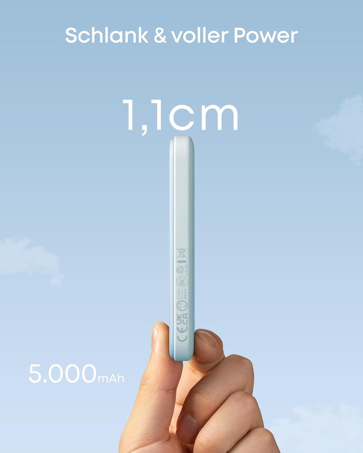 Anker 621 Magnetic Battery (MagGo), 5000mAh magnetische Powerbank mit USB-C Kabel, Nur kompatibel mi