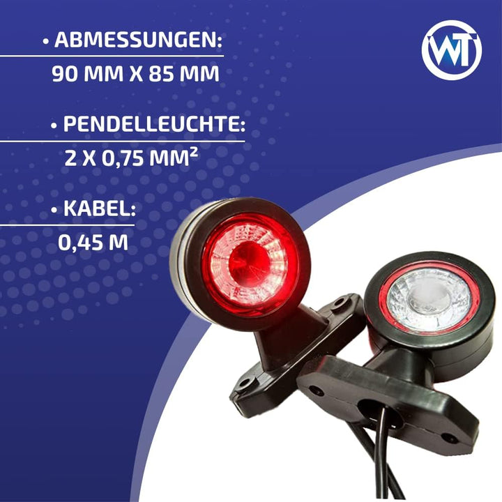 Web Truck 2 x Gummi Begrenzungsleuchte Seitenleuchte Positionsleuchte 12V 24V, 2 Farben: weiss, rot,