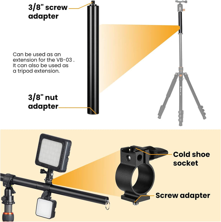 TARION Stativ Auslegearm Kamera Transversal Mittelsäule 57cm mit Stativtasche für 360° Panorama Aufn