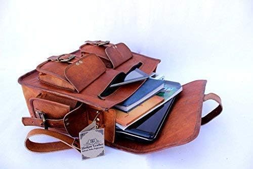 Leder-Umhängetasche für Herren, Vintage-Laptoptasche mit verstellbarem Riemen, Crossbody-Tasche für